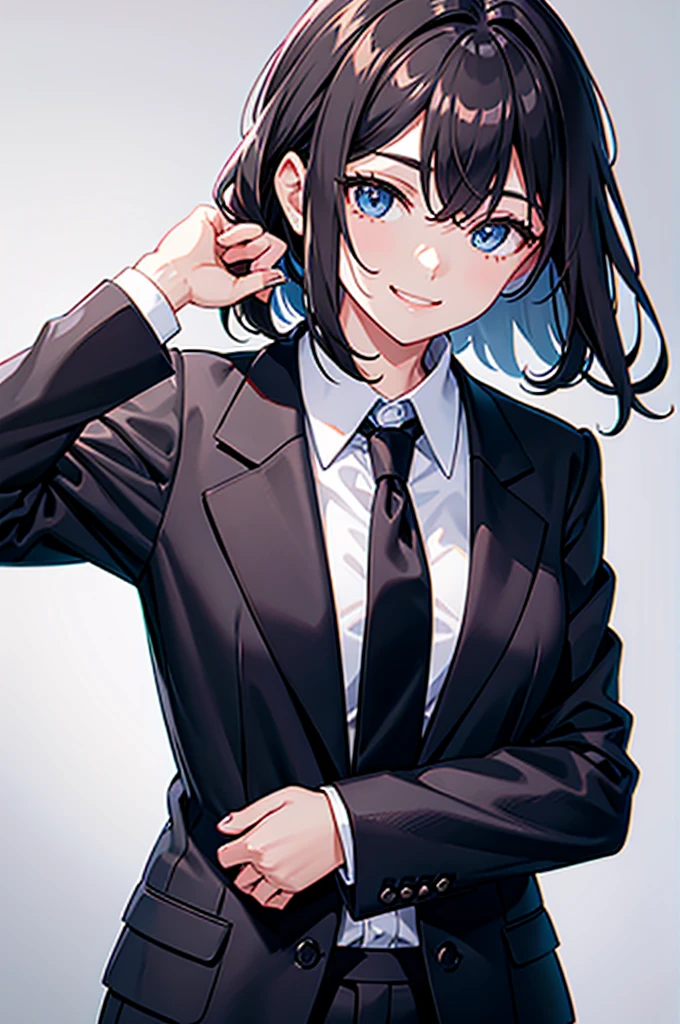 Black Suit tie Women smile