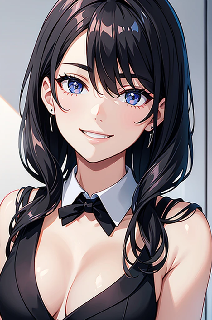 Black Suit tie Women smile