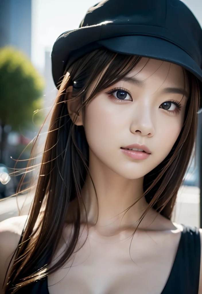 (((city:1.3,Outdoor, Photographed from the front))), ((Long Hair:1.3, Black Dress,Have,Japanese women, cute)), (clean, Natural Makeup), (Highest quality, masterpiece:1.3, 超High resolution), (Very detailedな, Caustics), (Realistic:1.4, RAW shooting), Very detailed, High resolution, 16K resolution