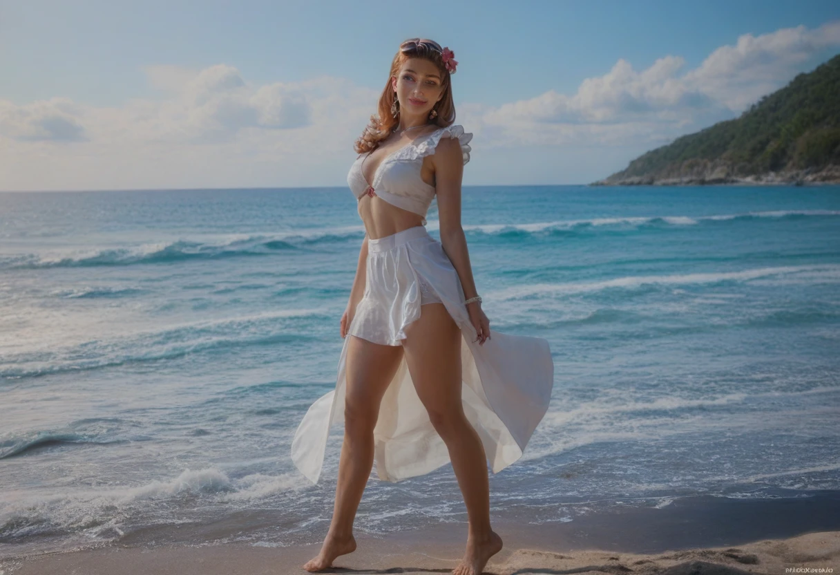 movie「Dr. Moreauの島」Final shot of、Dr. Moreau(Burt Lancaster)Standing on the beach with_A hybrid of humans and votes_Beautiful beast woman Maria(Barbara Carrera)、Dr. Moreauの邸宅とマングローブの森の詳細な背景、(Highest quality、4K、8k、High resolution、masterpiece:1.2)、Super detailed、(Real、Photorealistic、Photorealistic:1.37)、Detailed eyes、Beautifully detailed lips、Highly detailed face、Long eyelashes、Intricate detailovieのような照明、Dramatic lighting、Bright colors、Calm coloroody atmosphere、Fantasy、sf、J_drawing、Children's Illustration Style、