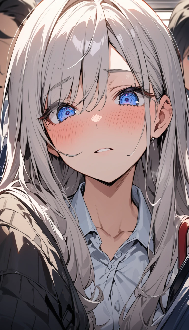 masterpiece, High resolution, perfect face, Korean beautiful high school, 30 years old, beautiful face, white background, embarrassed look, look at the camera, (top quality eyes), detailed texture, look at me, Married woman, cool women, ((high resolution eyes)), hentai