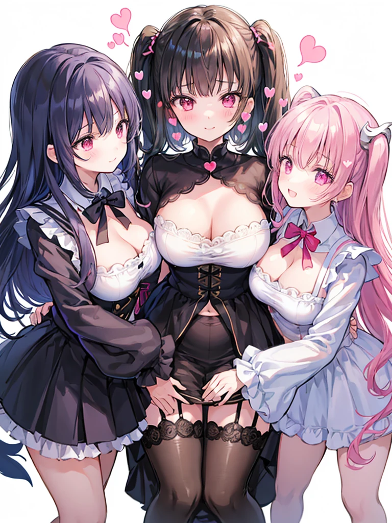 （((美少女Anime Style))),Anime Style,３Women of different types,Flashy underwear,Penetration Sex,Creampie Sex,Orgy(1 Male,3Women),Lock,tattoo,Heart Pupil,♡ranbu,Big breasts classical maid outfit,Maids raped by butler in front of the master