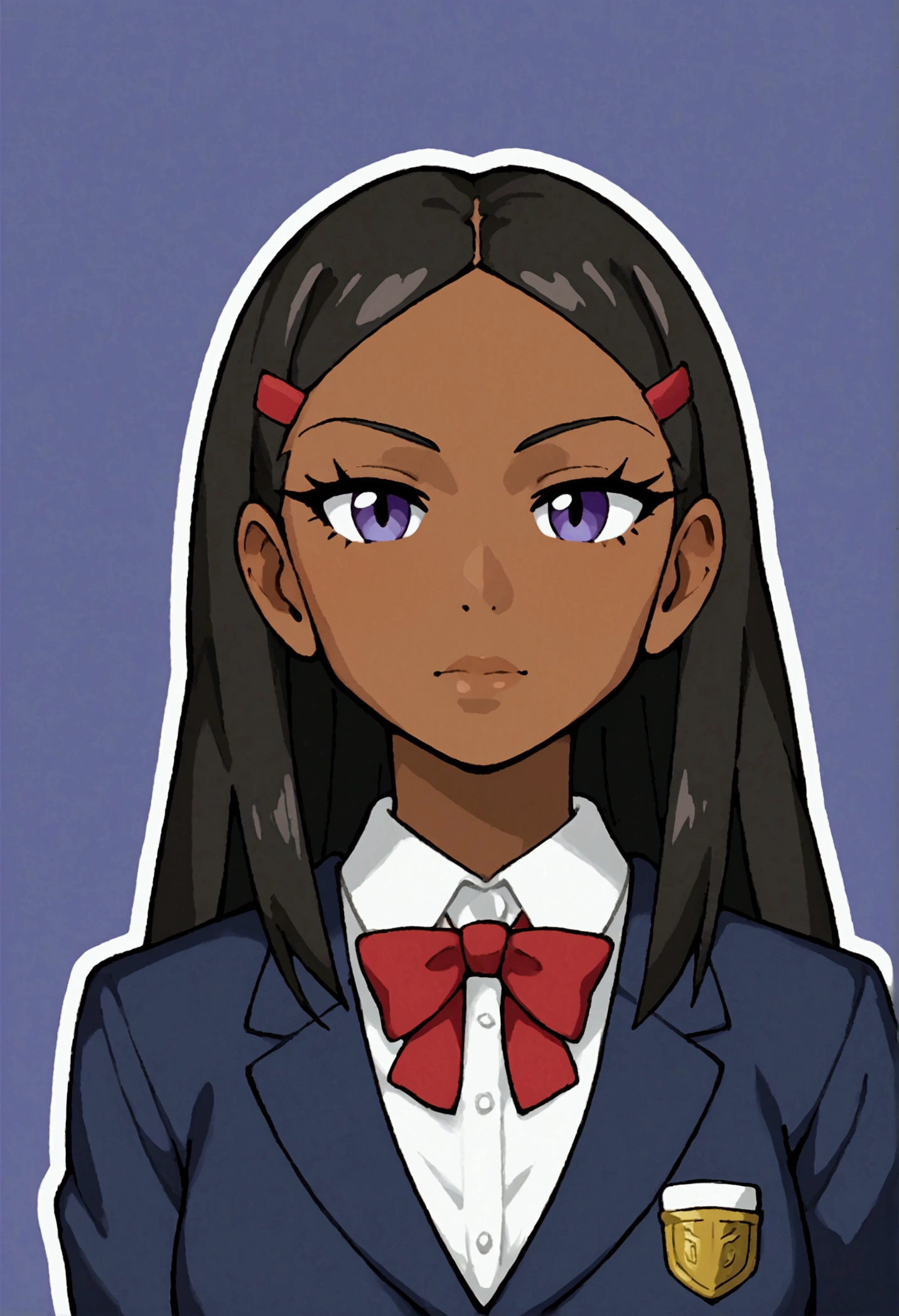 1 girl, (dark skinned:1.2), school girl, school class background, modern anime style, facing the viewer, upper body 