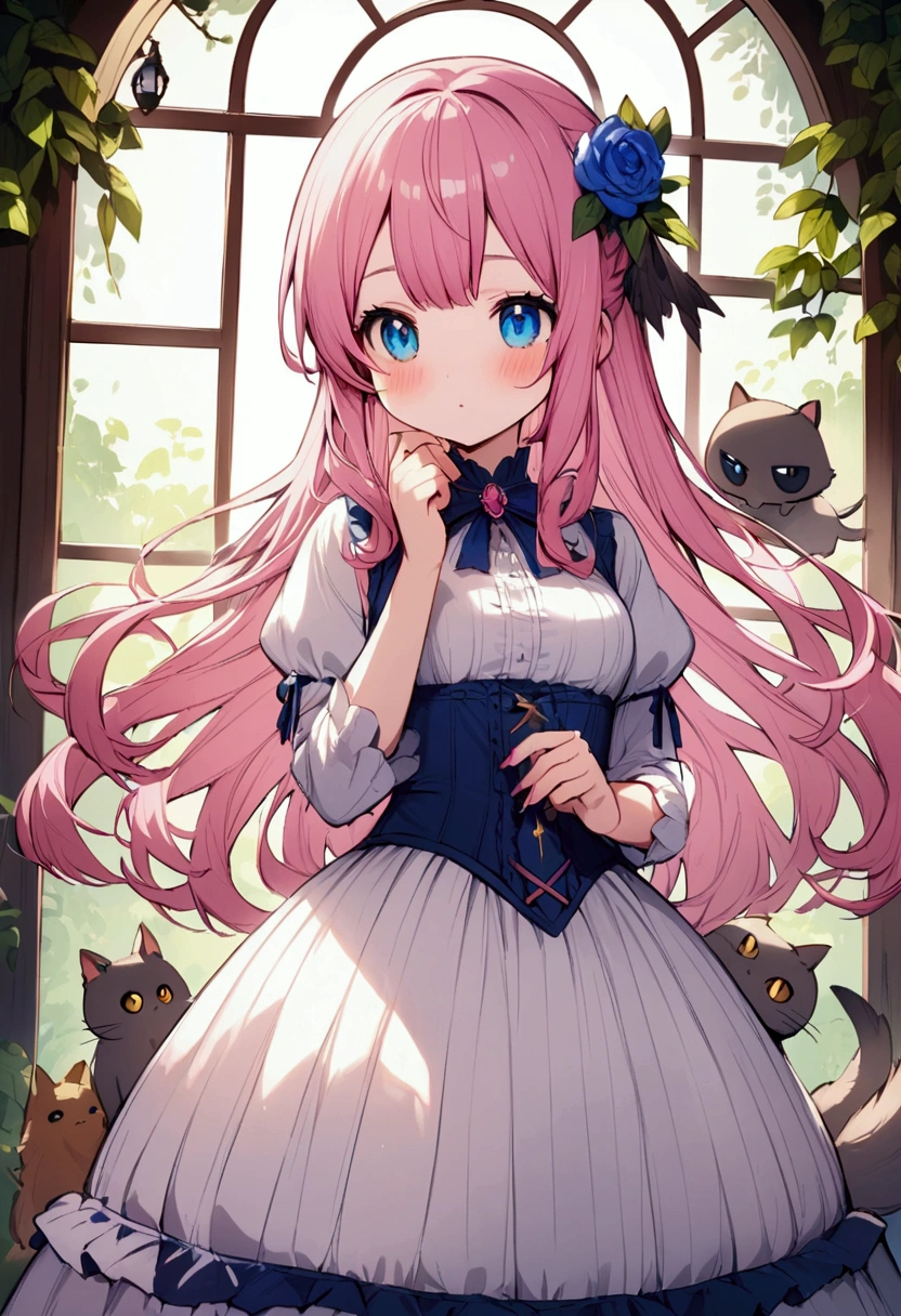 Mori no Cafe Full of animals Fantasy、Pink haired woman、blue eyes