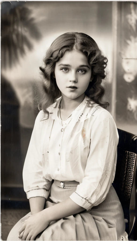 (best quality,4K,8k,highres,masterpiece:1.2), Ultra-detail, (realisti,photorealisti,photo-realisti:1.37), Black and white photography, portrait, 1920s, American Girl, 23yearsold, direct eye contact, Long hair, nice, Retro Style, Vintage Mode