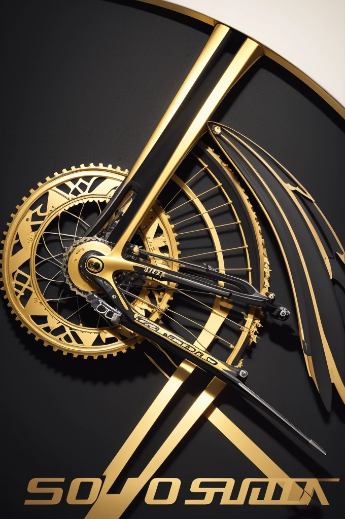Create a logo with a coat of arms, wings, BICYCLE WHEEL, with the name SJ Motobike gold and black.