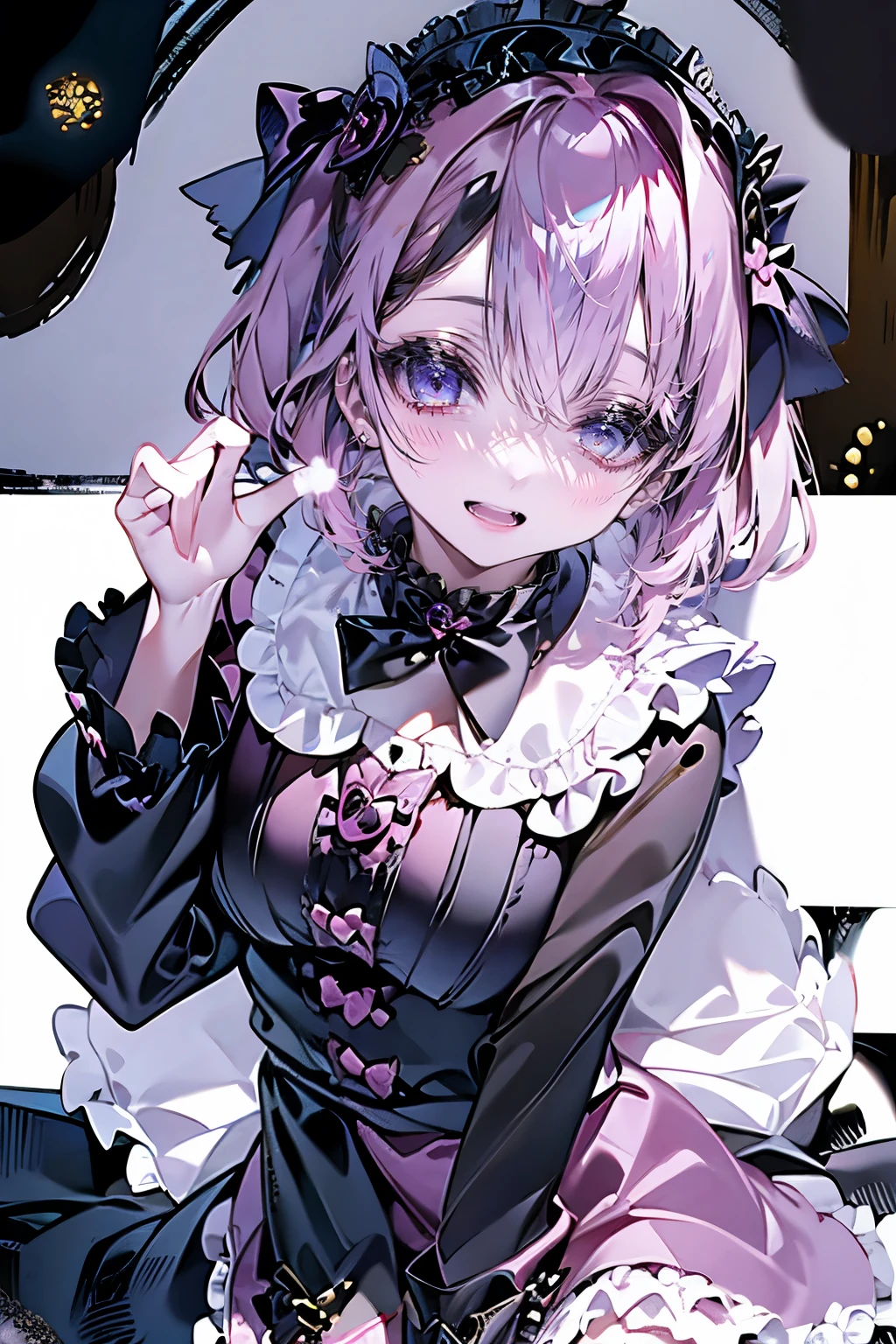 1girl,solo,cute,pink,jirai kei,jirai girl,Gothic ta,eye shadow