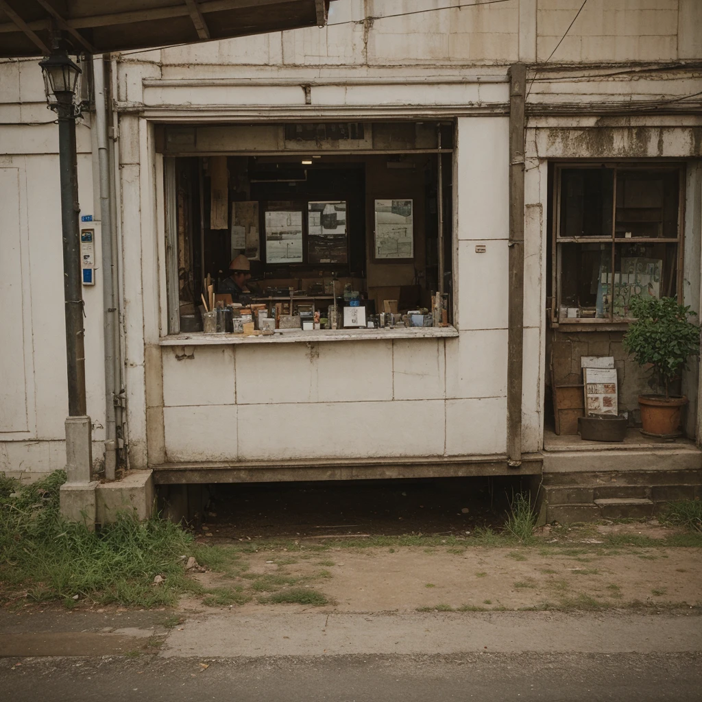 A old painting of the outside of a bank