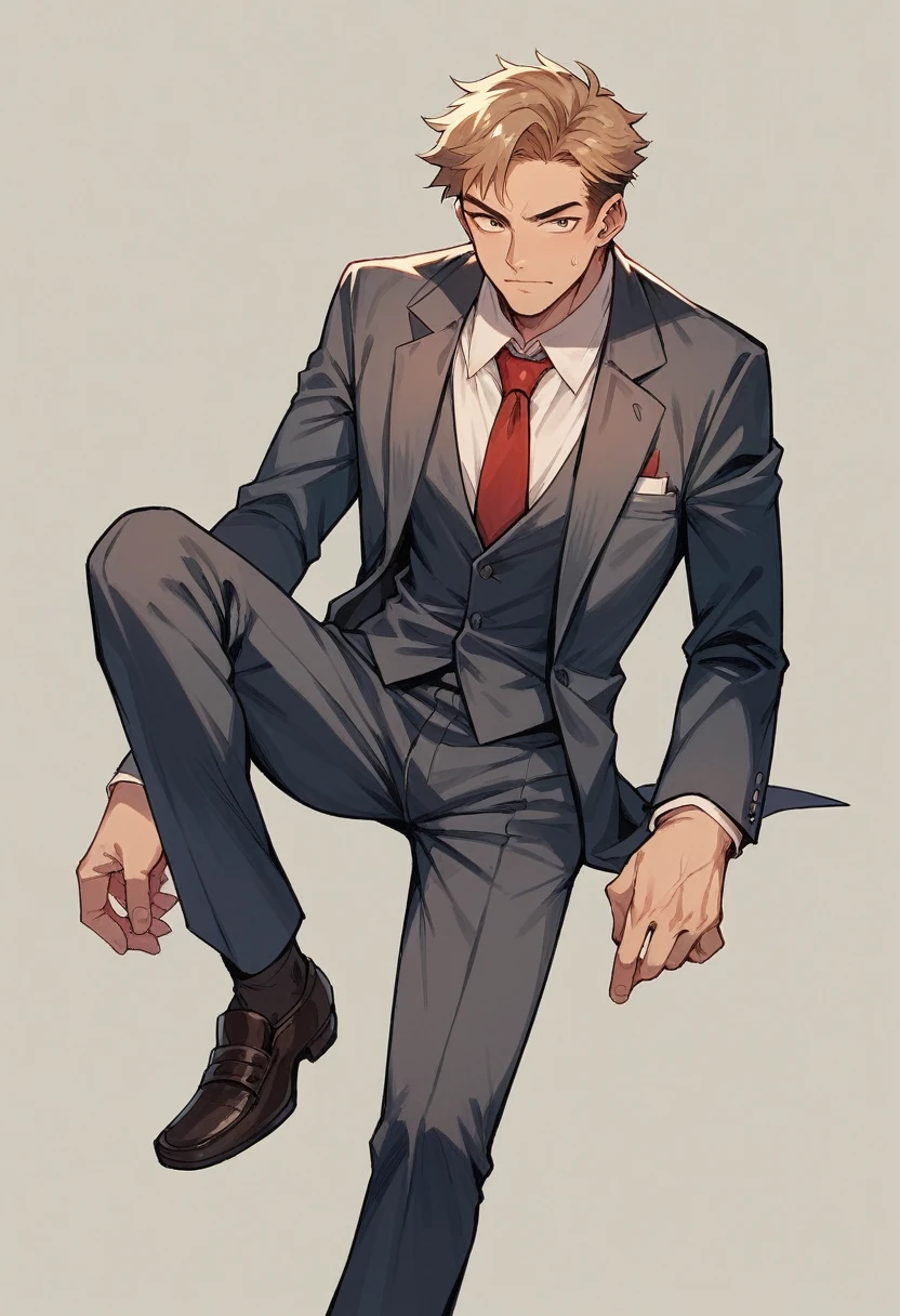 CAT MAN with black suit and red tie and dark sunglasses and black pants and black shoes,ALTO y sexy REALISTA