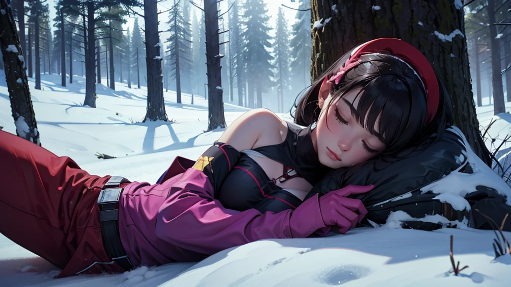 demon girl sleeping in the forest