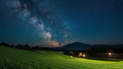 Fantastic Japanese countryside at night　Starry Sky