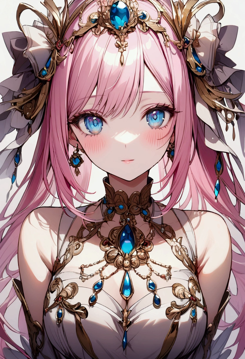 anime (🦊 fox ears, enchanting pink hair, focused on crotch, ample bosom, gorgeous lace gown