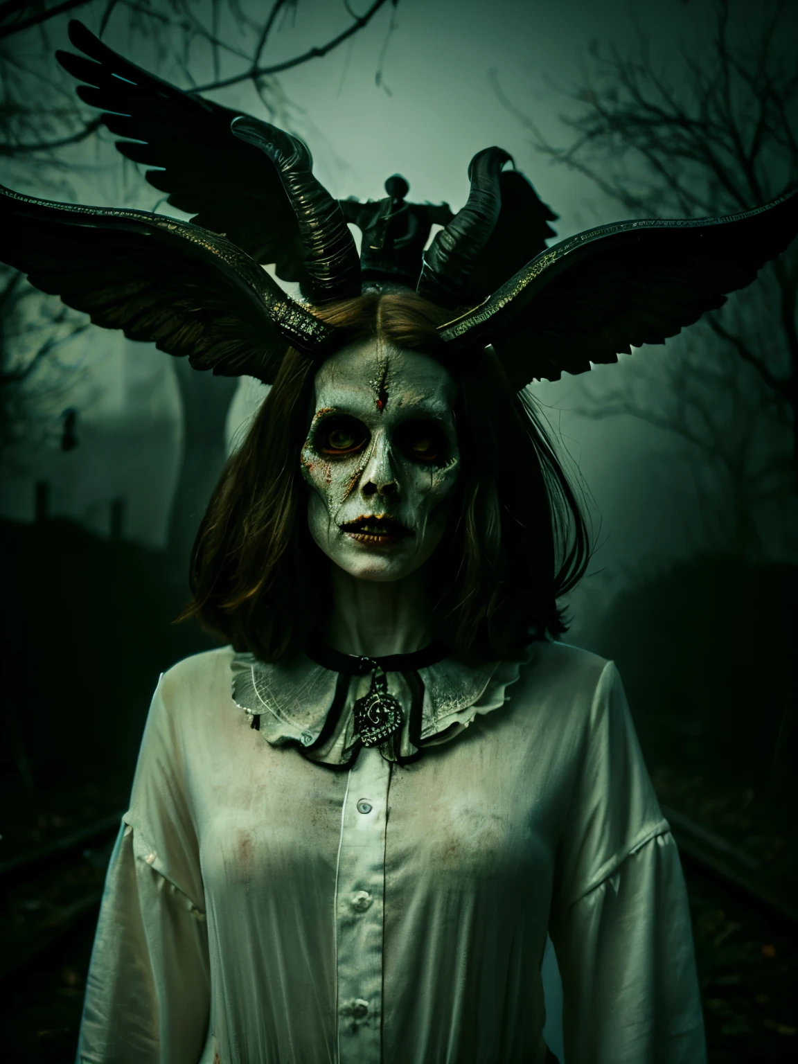 muste piece, best quality, High resolution, photorealistic, Baphomet,creepy atmosphere
