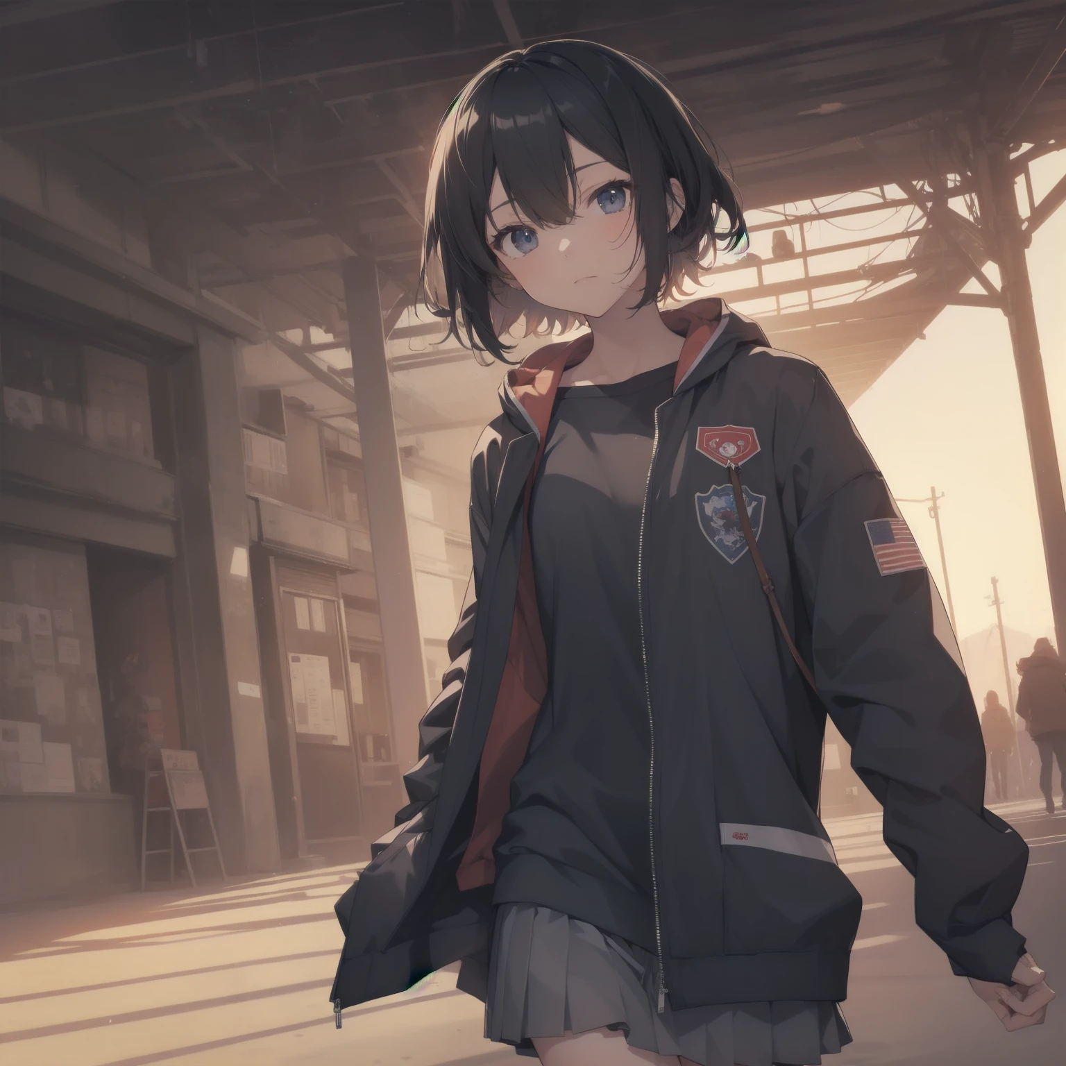 ultra-absurdres-Top quality by artist God, ultra-detailed, high resolution, anime moe artstyle, best anime 8k konachan wallpaper, pixiv contest winner, pool:2810, perfect anatomy,break, 1girl, (Please draw a girl walking sleepily to school alone. )break,(Solo,little female, 13-year-old:1.3),Full limbs, complete fingers,a junior high school student, (very short hair), short cut, flat chest, , small butt, small black eyes, beautiful detailed eyes, well-proportioned iris and pupils, expressive eyes, highres detailed hair, soft expression, salor school_uniform, sailor collar, serahuku, bow, pleated skirt,(Detailed Lighting), (Detailed background), in the School commute route. break,super detailed skin, Best cinematic lighting powered by famous artist, 8k,beauty illustration,photoshop_(medium),very aesthetic,break,((artist:yuuhagi_(amaretto-no-natsu) )), artist:clamp ,artist:carnelian ,artist:kantoku ,
