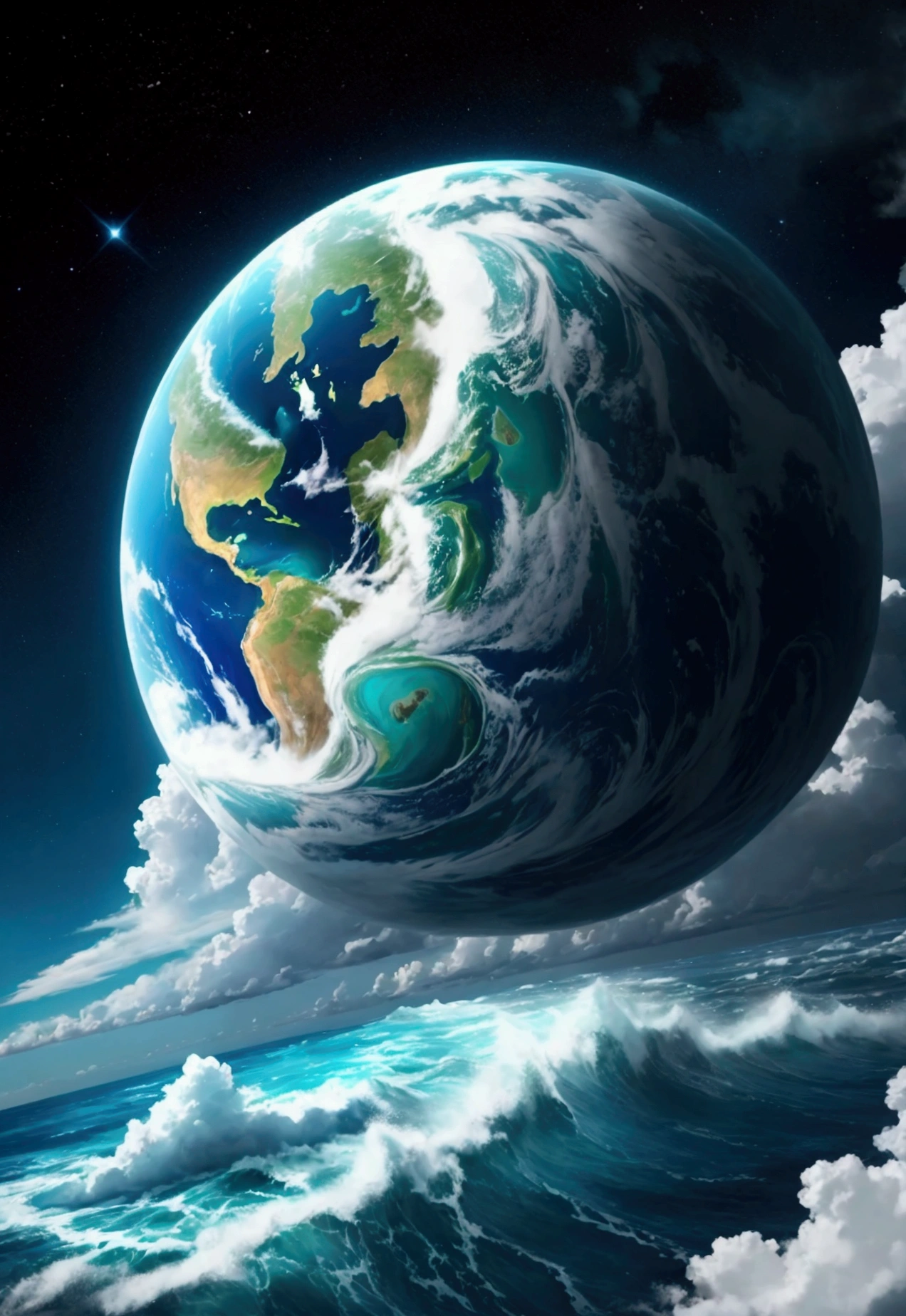 a sky who looks like a ocean aroud the earth