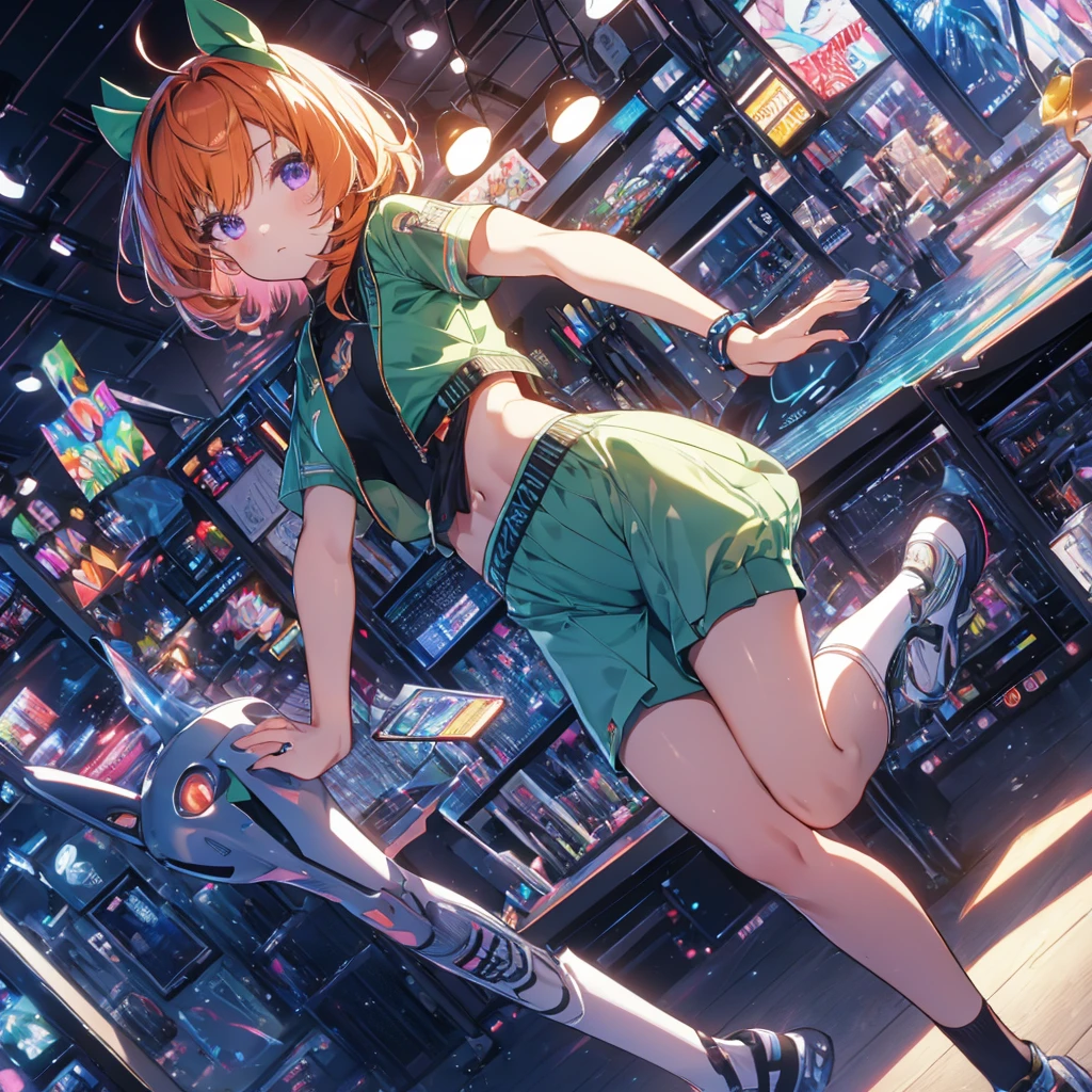 (Recall,push ups:1.3),(Camel Toe:1.3),Highest quality,Best image quality,Perfect Anatomy,masterpiece,Ultra-detailed,beautiful,super high quality, Highest quality,High resolution, Very detailed,Game CG,Dutch Angle ,beautiful細部までこだわった目,Visual Arts,Five Fingers, Perfect hands,Hide your hands, {{{One Girl}}}, beautiful詳細な女の子, Game CG, Spring flower, One curl on the outside, Short Bob Hair, Pastel orange hair, Purple eyes,Stylish accessories solo, breast enhancement, Medium Shoot, woman, Take-out, Laughter, huge ,,Pastel green checkered mini skirt,Black knee-highs, {{{{{Wearing a pastel green hoodie}}}}},Open your mouth, Daytime Classroom, wonderful, beautiful細部までこだわった目, Highest quality, Very delicate,Masseter muscle area,Highest quality,(Official Art、Highest quality、Unity 8k wallpaper、32K、masterpiece、Ultra-detailed、超High resolution、Realistic、Photorealistic:1.2)、(Cinema Lighting:1.2)、Fire Glow Effect、The most grainy shadows on the film、Side light、Side Shot、(Ultra-detailedで複雑な3Dレンダリング)、Atelier Series,