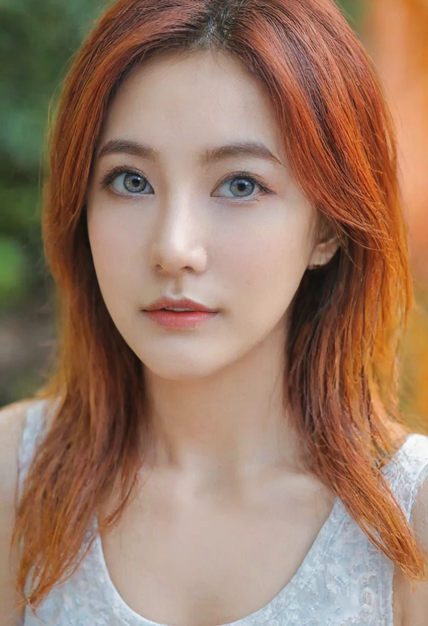 colorful hair, gradient hair, Carrot hair ornament, Mole under the eye, Amber eyes, Highly detailed, truth, Surreal, contemporary art, movie light, Sparks, wide angle shot, I/1.2, best quality, won, 8ก, Superb details, UHD