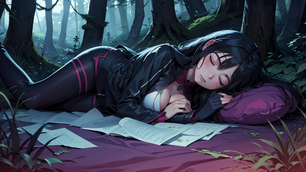 demon girl ,sleeping in the forest