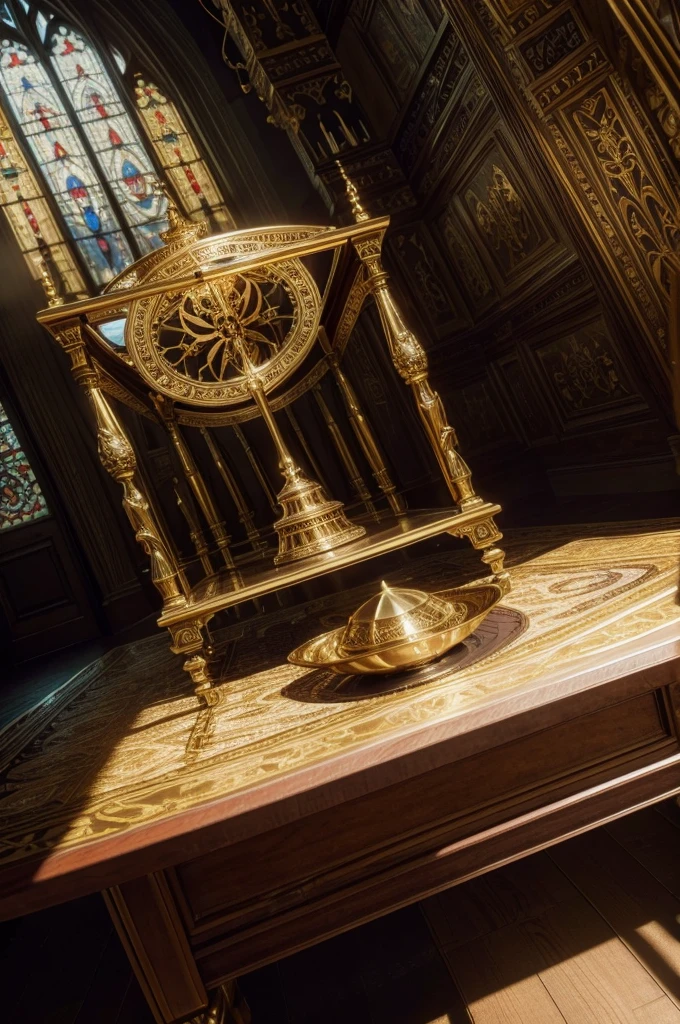 a highly detailed open bible, beautiful ornate book, intricate gold embellishments, sunlight streaming through stained glass, warm lighting, dramatic shadows, photorealistic, cinematic composition, depth of field, masterpiece, (best quality, 8k, highres, photorealistic, photo-realistic:1.37), cinematic lighting, dramatic chiaroscuro, ornate wooden table, velvety textures, richly saturated colors, divine atmosphere, religious iconography, sacred geometry