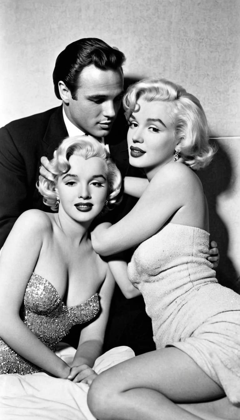 Actor Marlon Brando and Actress Marilyn Monroe as a couple 