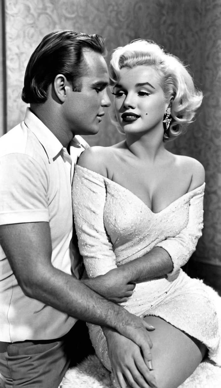 Actor Marlon Brando and Actress Marilyn Monroe as a couple 