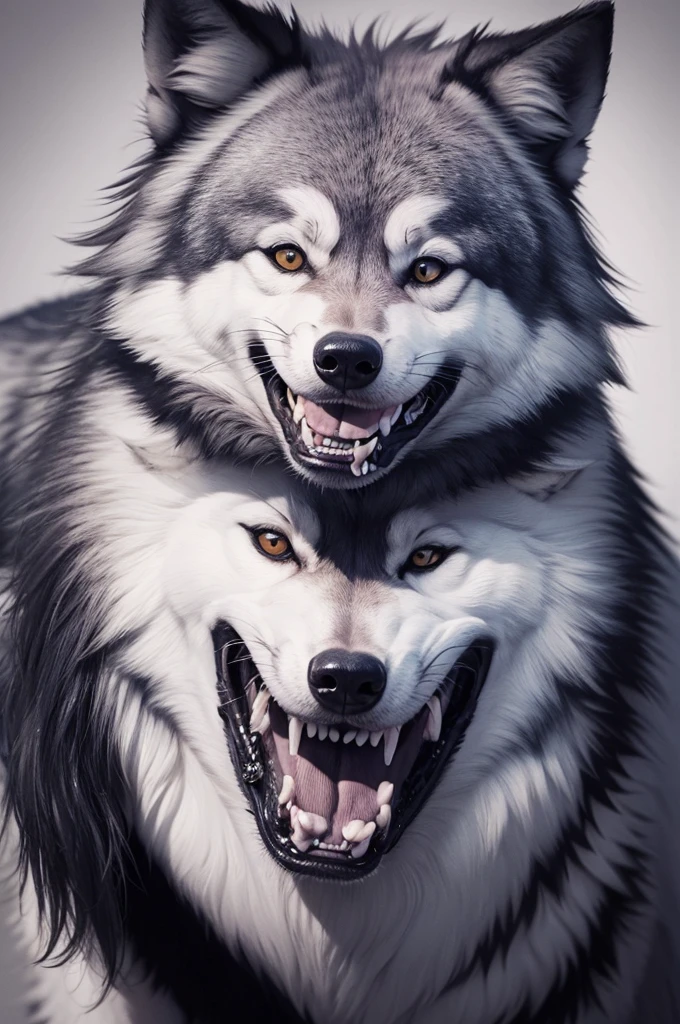 wolf tattoo smiling cute showing his teeth.