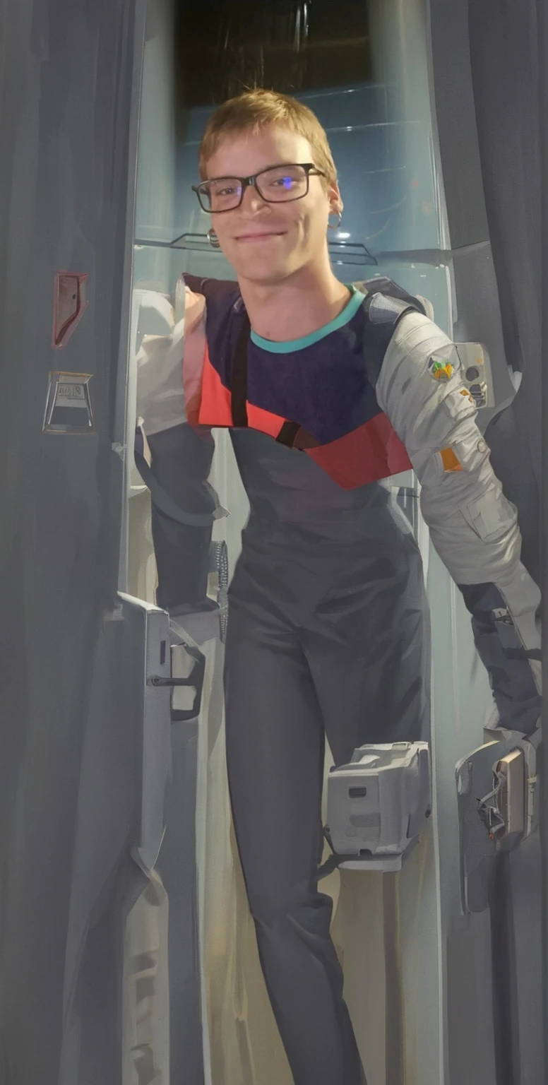 astronaut. Entering the spaceship. The background universe.