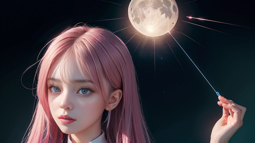 Moon，Very detailed, great work，Glass gloss,((Clean background))，pink，(((blue)))，green，red，The best quality at its best，Clean background。