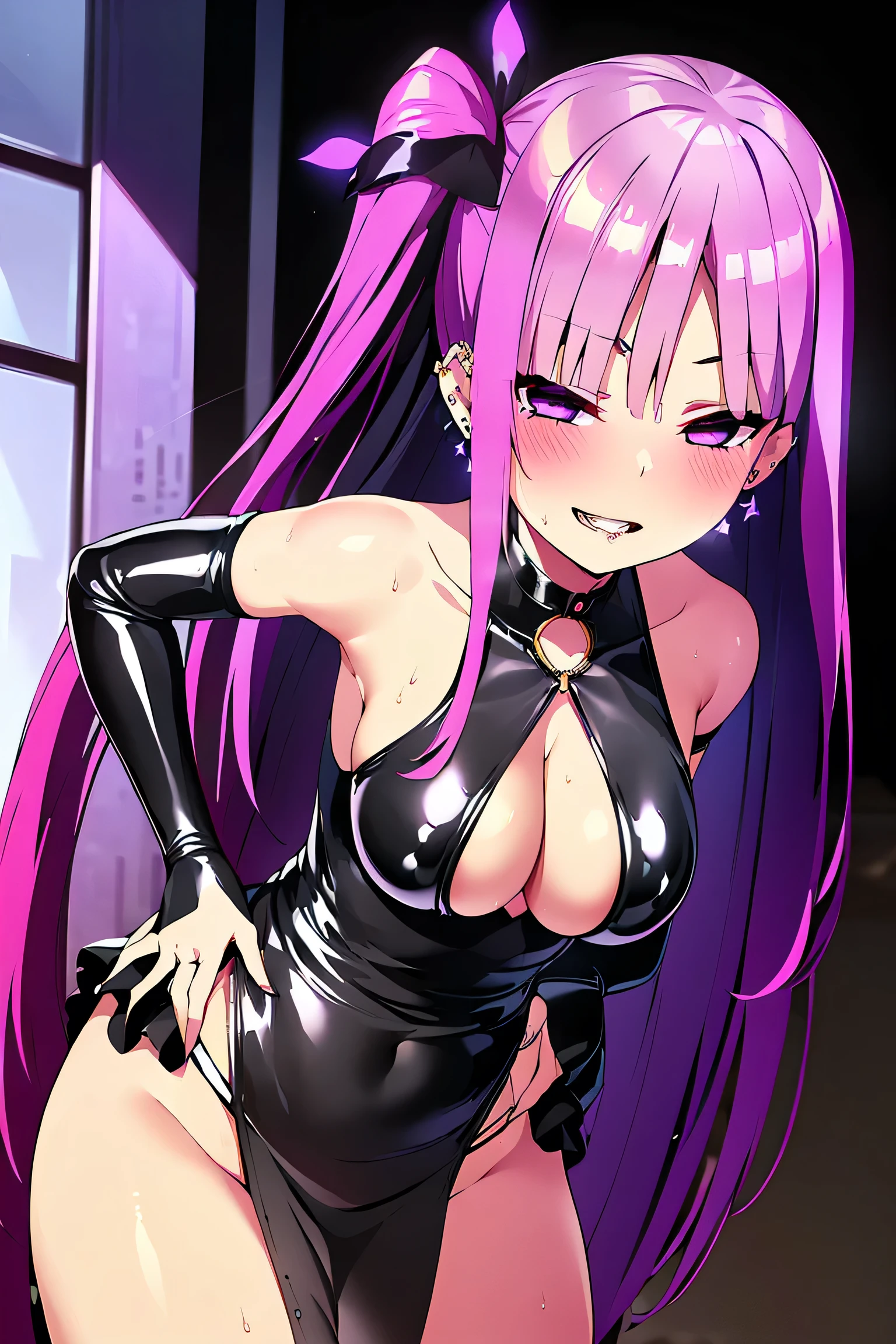 NSFW,masterpiece,Highest quality,High resolution,Very detailed,Girl,long hair,ponytail,Short height,Leather Suit,leotard,hair ornaments,Earrings,gem,Decoration,Nightlife,Brothel,bedroom,cyber punk,(Ecstasy face),Lustful face,Embarrassed,blush,Drooling,Erect nipples,(Sex slave),A flattering face,Estrus,Hollow Eyes,(prostitution),(Prostitute),(Have sex),(Middle-aged men),insert,Leg spread