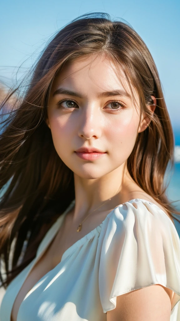 (Random Nationality):1.5, masterpiece, Highest quality, 8k, 20th Generation, (Large Breasts:1.2), cute, alone, sad, close, cute, Girlish, Delicate girl, Pure beauty, RAW Photos, Professional photography, Portraiture, Soft Light, Professional Lighting, Backlight, Upper Body, avert your eyes, Sophisticated, Film Grain, (Eyes and facial details:1.0), Beautiful straight hair, Hair swaying in the wind, Silk blouse, Random hairstyle