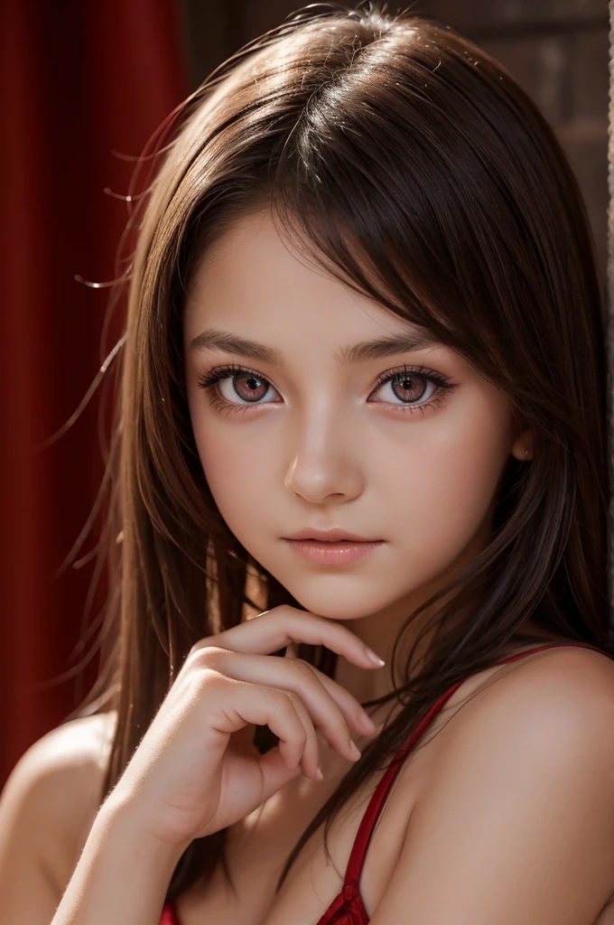 red eyes, set, (Age 12:1.3), (Your sensuality's face:4), Third rule, Style - Psycho, เด็กหญิงsetขาว, Ultra high resolution, alone, __body parts__ Delicate and realistic skin, big, official art, All-in-one 16K wallpapers, Special details, beauty and aesthetics, beauty, Masterpiece, best quality, In cyberpunk city, Great atmosphere, Calm color palette, Calm mood, soft shadow, shiny hair, Shiny skin, Glow cut, chibi, coordination of finger proportions