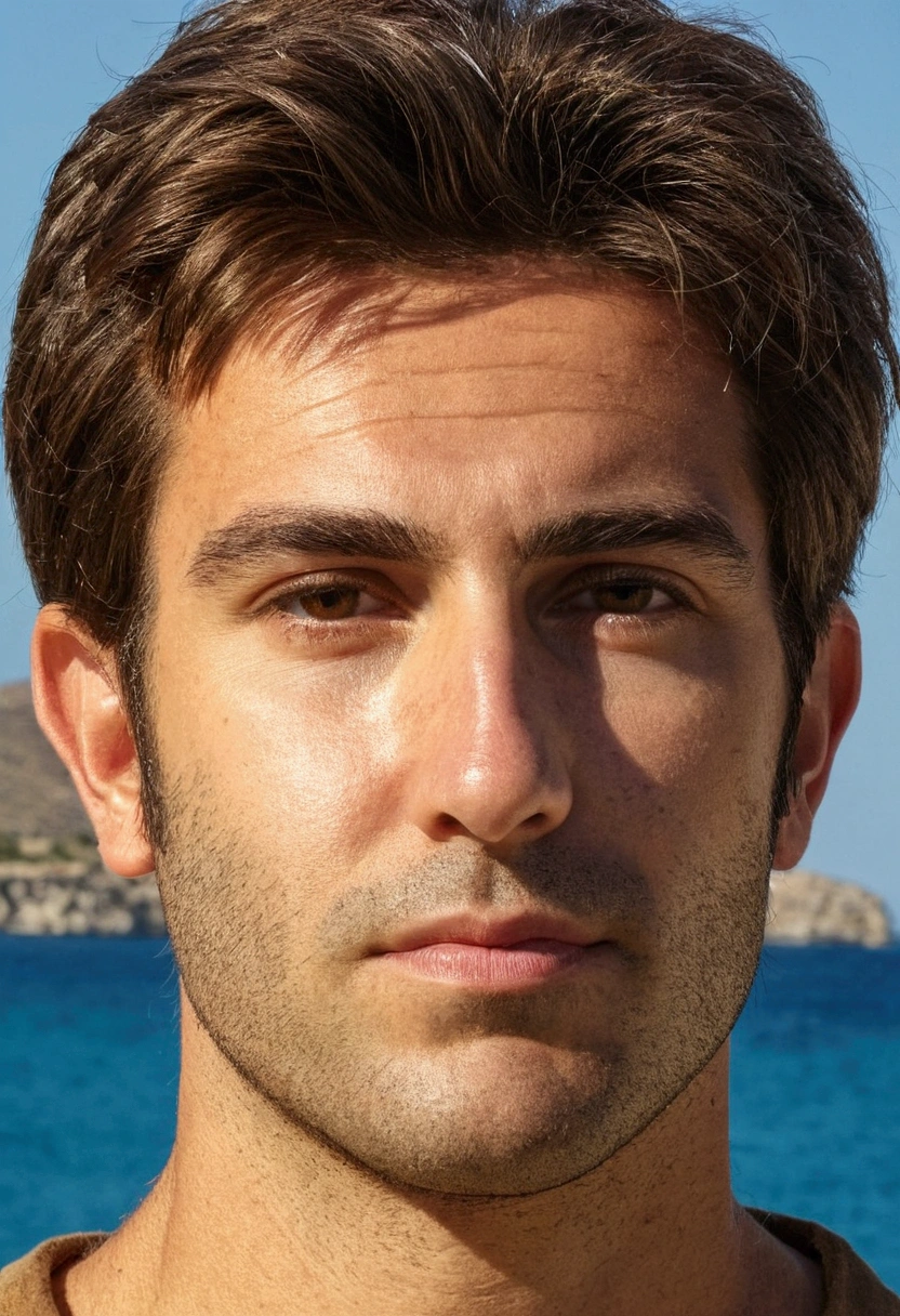 30 year old man, brown hair in crete, 1, 87 meters.