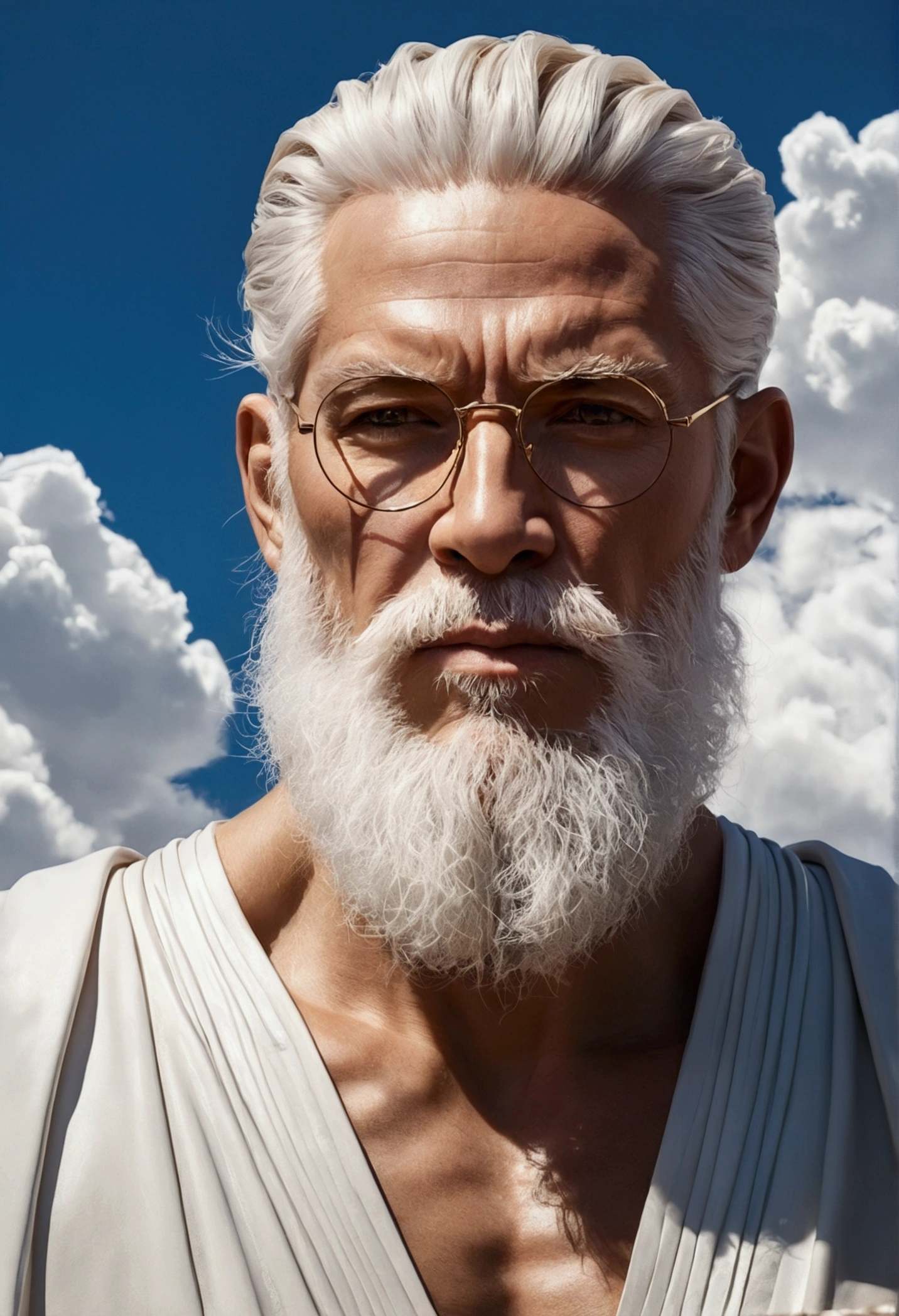 The essence of brushwork art expression, The raw brushwork々New energy and emotion, Raymond Swanlund's art style and Martin Ansin's art style, (Greek God、White hair and white beard:1) Sky and sky thunder, Symmetrical circular iris