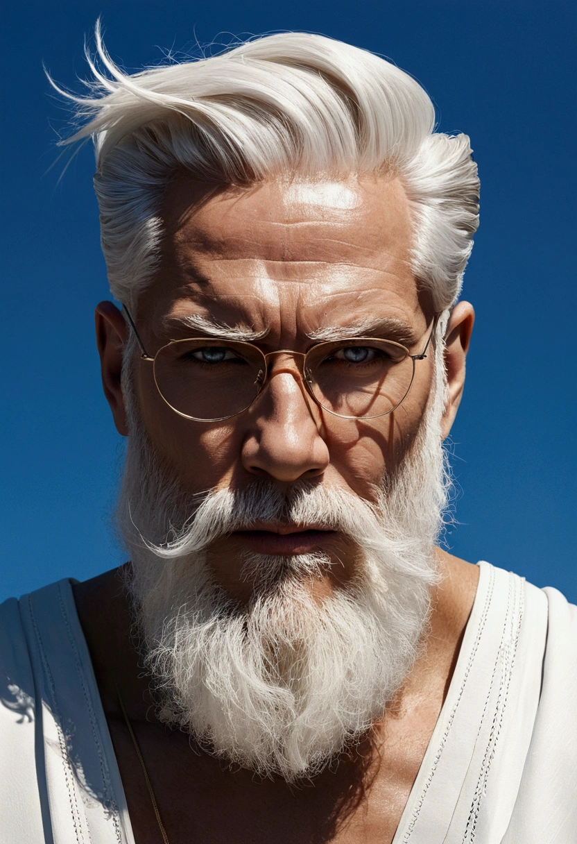 The essence of brushwork art expression, The raw brushwork々New energy and emotion, Raymond Swanlund's art style and Martin Ansin's art style, (Greek God、White hair and white beard:1) Sky and sky thunder, Symmetrical circular iris