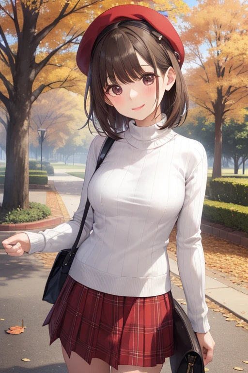 anegasaki nene、Shiny brown hair, short hair, (Beautiful brown eyes、Sparkling eyes, Fine grain)、smile、Ultra-detailed eyes、Highly detailed face, Highly detailed eyes,


1 Woman Standing, Mature Woman, /(Ribbed sweater/) /(Red Check Skirt/) beret, /
, 赤面する優しいsmile, (Masterpiece Top quality:1.2) Delicate illustrations, super detailed,  Lower your arms BREAK /(Outdoors in a public park/) Brick road, Autumn leaves on a tree々, Detailed Background