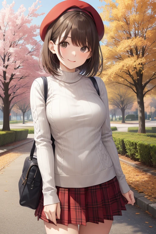 anegasaki nene、Shiny brown hair, short hair, (Beautiful brown eyes、Sparkling eyes, Fine grain)、smile、Ultra-detailed eyes、Highly detailed face, Highly detailed eyes,


1 Woman Standing, Mature Woman, /(Ribbed sweater/) /(Red Check Skirt/) beret, /
, 赤面する優しいsmile, (Masterpiece Top quality:1.2) Delicate illustrations, super detailed,  Lower your arms BREAK /(Outdoors in a public park/) Brick road, Autumn leaves on a tree々, Detailed Background