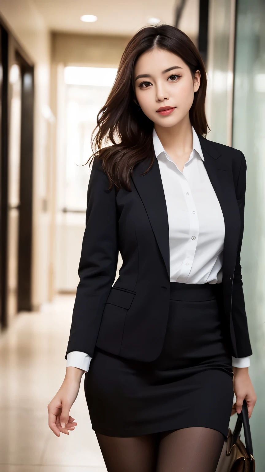 business suitを着た上品な上流階級のエリート女性, 厳格なbusiness suitを着ている, Wearing pantyhose、Wear high-quality high heels、 Girl in suit, business suitを着用する, business suitを着用する, business suitを着て, Businesswoman, Business attire, 黒のbusiness suitを着ている, Wearing a jacket and skirt, Makes the legs look beautiful、business suitを着た女性, business suit, business attire, Luxury Suits、born,(8k、Highest quality、masterpiece:1.2)、(Intricate details:1.4)、(Photorealistic:1.4)、Octane Rendering、Complex 3D rendering with ultra-detail, Studio Soft Light, Rim Light, Vivid details, Super Detail, Realistic skin texture, Detailed aspect, Beautiful details in the eyes, Highly detailed CG Unity 16k wallpaper, compensate, (Detailed Background:1.2), Exposed thighs!!!,