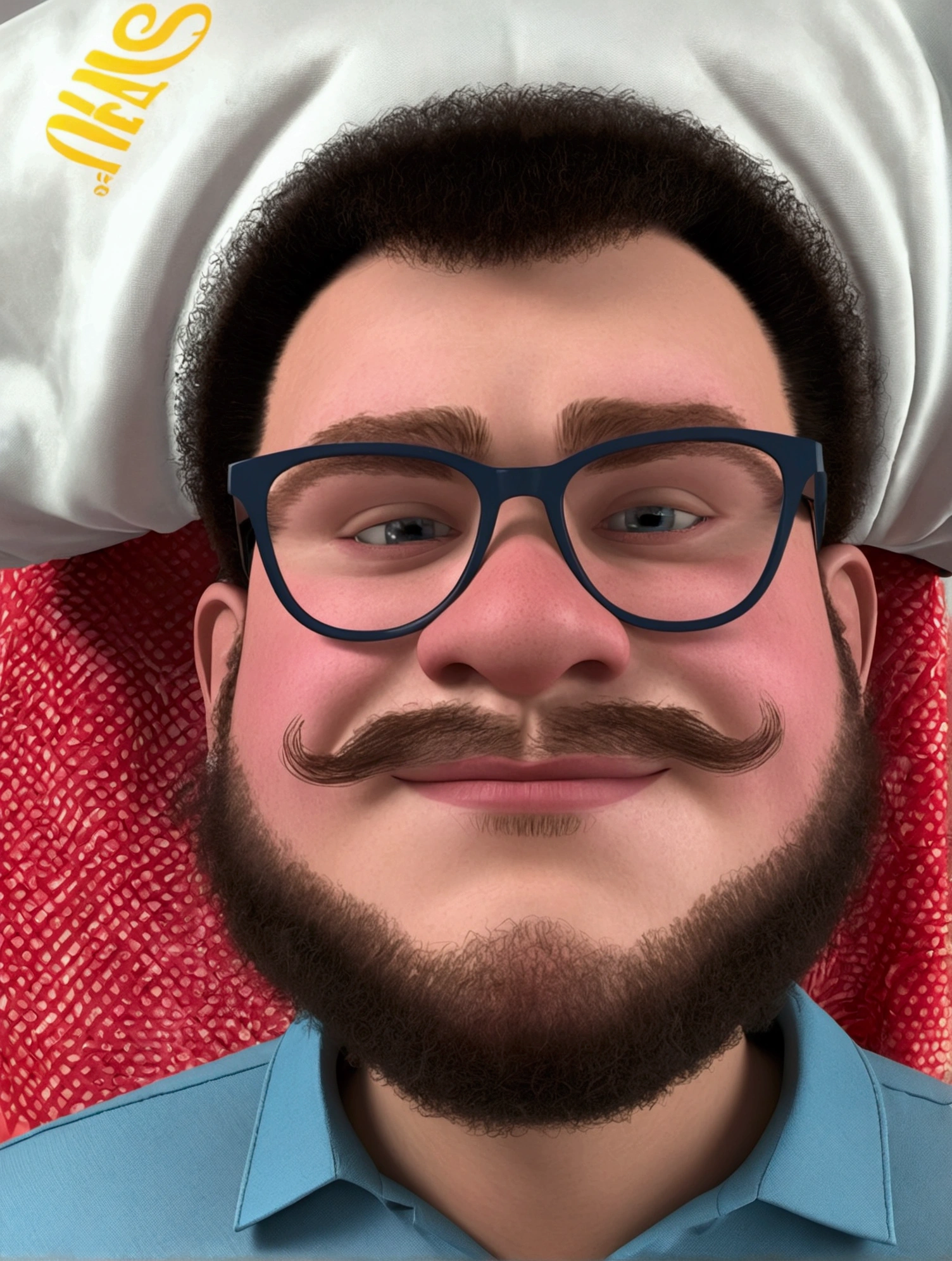 Cartoon character of a man in black glasses and blue shirt, an animated character, stylized character, animation style rendering, 3d stylized, Arnold Maya rendering, Stylized 3D rendering, toon render screenshot, 3d character, 3d character, Stylized 3D rendering, 3D character rendering, cartoon character, Personagem de close up, character posing,  (Pixar-style) (master part:1.2) (bokeh) (best qualityer) (skin detailed) (detailed texture) (8k) (Argilla) (cinematic lighting) (sharp focus