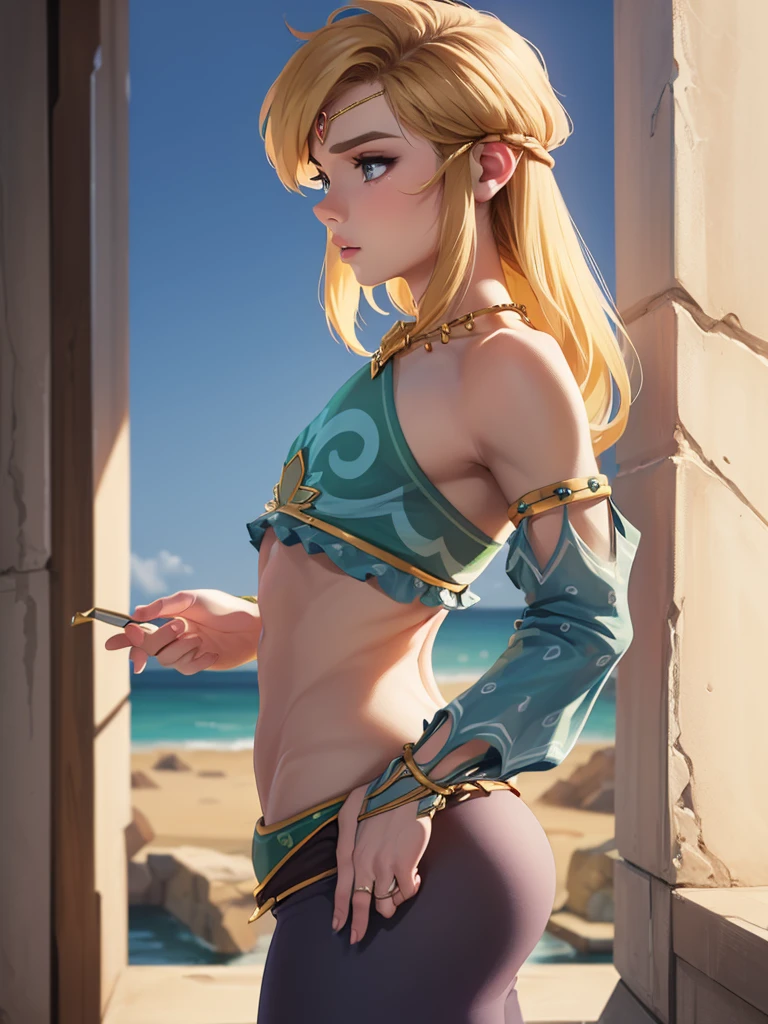 ((work of art)), ((best qualityer)), (detailded), perfect, standing alone, link, beautiful boy, Delicious lips, hair blonde, sexly, hot body, hot ass