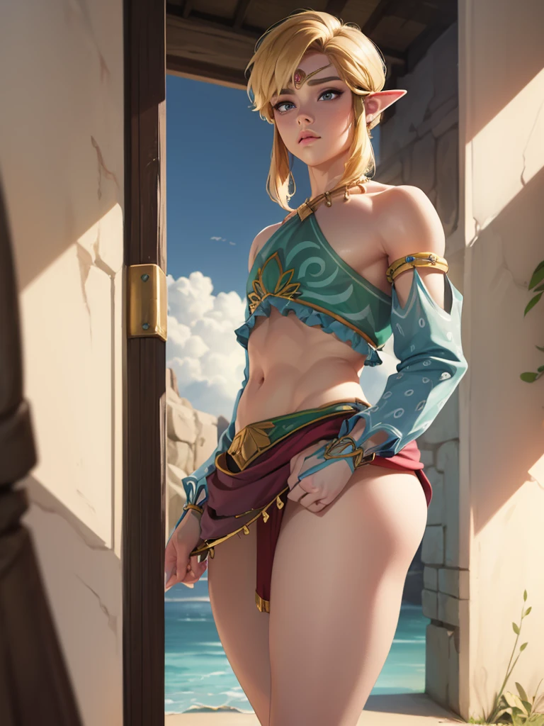 ((work of art)), ((best qualityer)), (detailded), perfect, standing alone, link, beautiful boy, Delicious lips, hair blonde, sexly, hot body, hot ???
