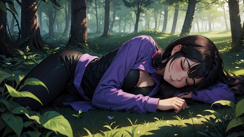 demon girl ,sleeping in the forest