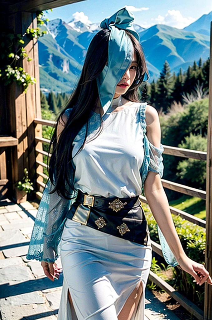 (Realistic:1.3) , In detail, quality, (masterpiece:1.2) , (photoRealistic:1.2) , (best quality) , (Detailed skin:1.3) , (Intricate details) , Ray Tracing, dramatic, pretty girl, As the brave traveller makes his way along the winding mountain path, She marveled at the breathtaking view of the valley below..