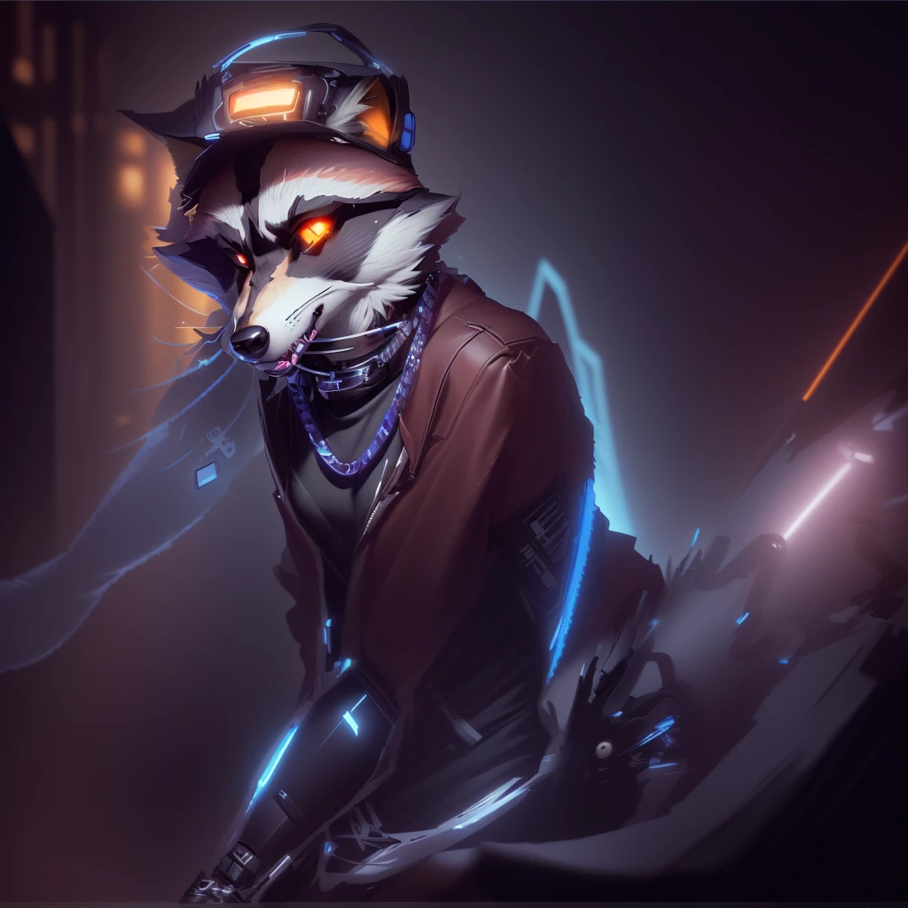 there is a drawing of a raccoon with a hat on, anthropomorphic racoon, an anthropomorphic cyberpunk fox, disney stylized furry, fursona furry art commission, furry character, an anthro wolf, professional furry drawing, fursona commission, generic furry style, finished concept art, furry mawshot art, furry character portrait, anthro concept art