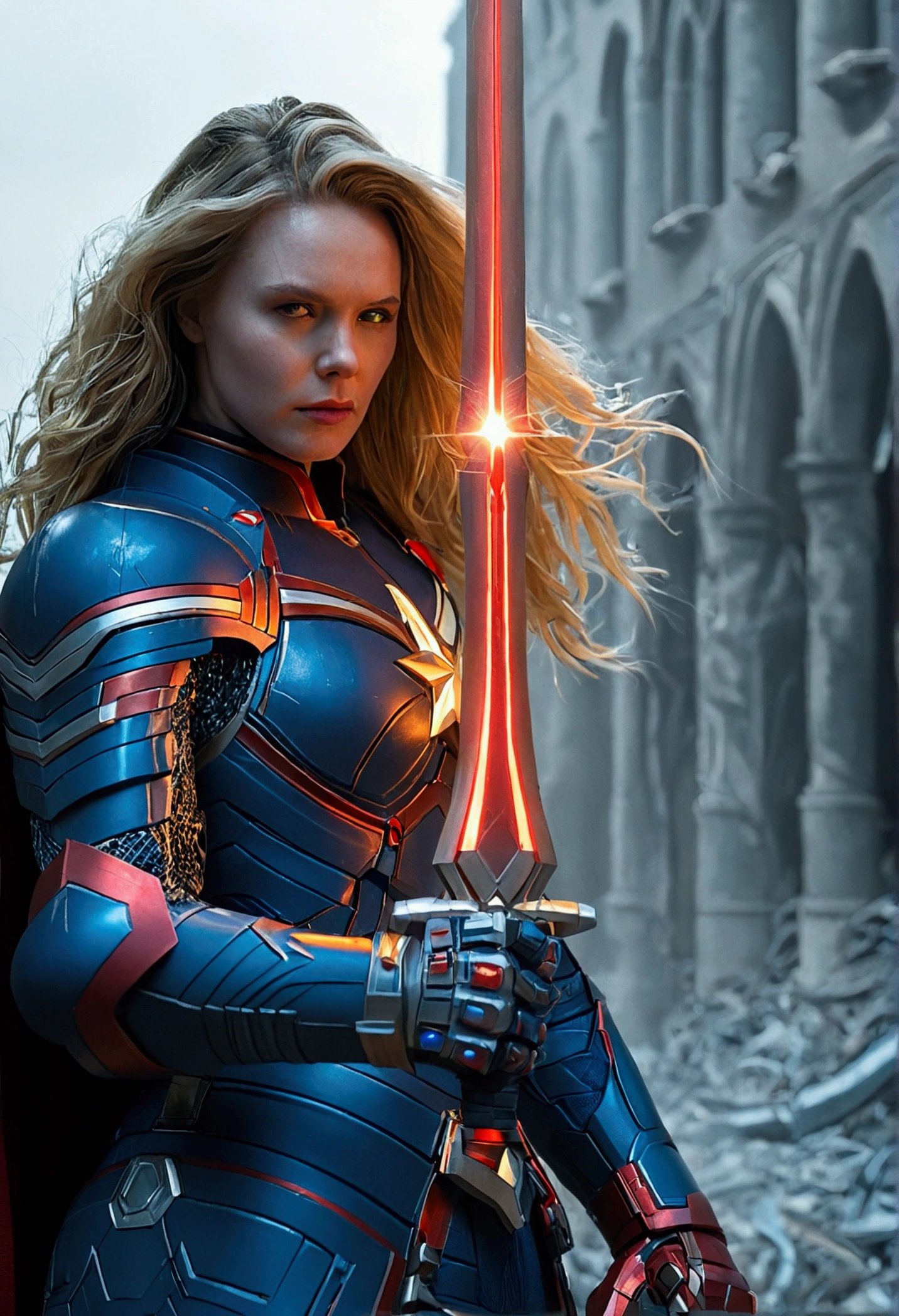 Very detailed,Superhero Waghting Stance,Captain America,Captain Marvel,Iron Man,Thor,Doctor Strange,Ant-Man,Groot,Rocket Raccoon,Spider-Man,Black Panther,Black Widow,Hawkeye,the hulk,Scarlet Witch,Attack each other,Intricate details,There are other superheroes in the distance,Collapsed streets,of war,hkstyle
