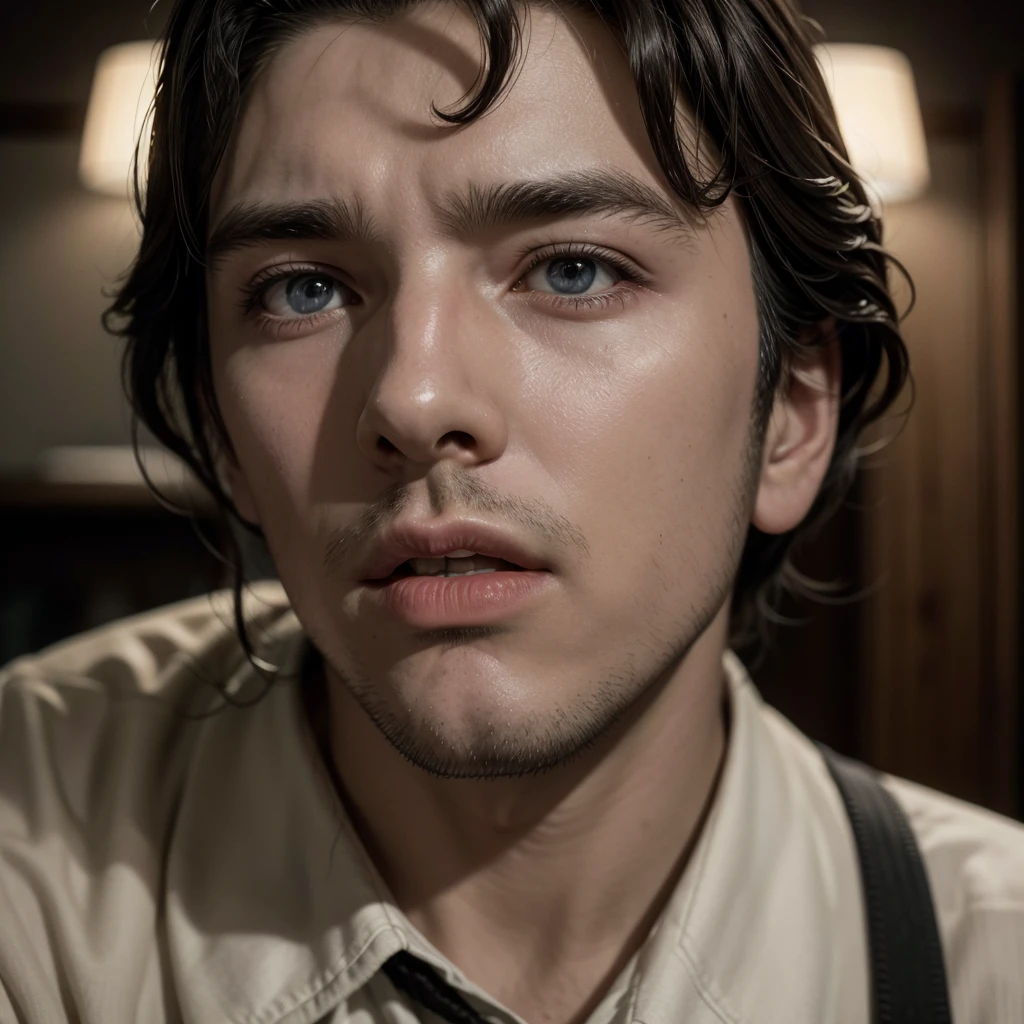 Portrait of a man in a 1940s film scene