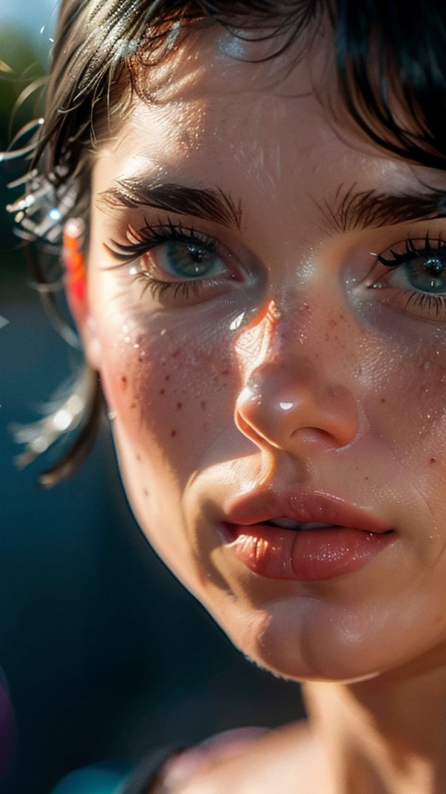 8k, CRU photo, photorrealistic: 1.25), (Lip gloss, eyelash, bright face, shining skin, best qualityer, ultra-high resolution, Depth of field, Chromatic aberration, caustics, Hydrated Lips, Ultra-trimmed face, Radiant, detailed eyes, Bblack hair, Semi-Long, chic, Fitted knit dress, puros