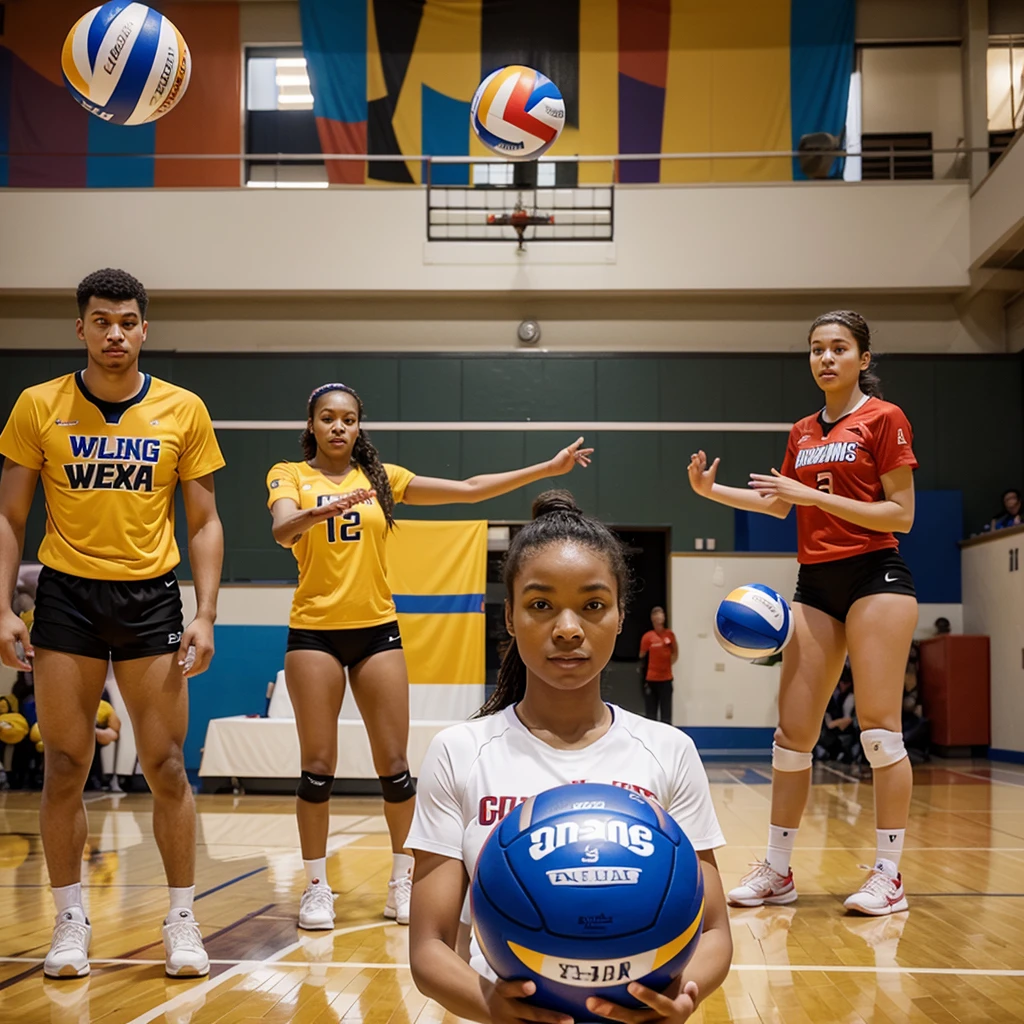 Colorful volleyball logo, without high quality people, volleyball ball, with the words: “The Jarretones”