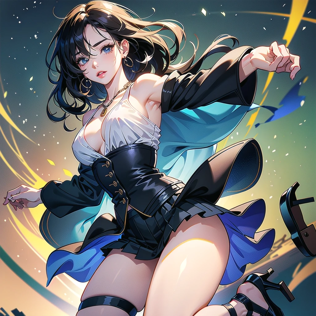 (8K, HDR, highres), ((((hyperrealism, masterpiece, best quality, ultra highres)))), (pin light, cinematic light), (hyper detail, finely detailed),
1girl, __MY/background2__, magical realism, movie still, {cowboy shot|full body|upper body},
__hair-female__, large breasts:0.3, Natural breasts:0.3, (slim waist:1.1), (wide hip, large pelvis:1.3), (hip_up), (thick thighs and legs), oiledwet:1.4,
((detailed beautiful face)), (perfect eyes, detailed eyes), (detailed facial features), beautiful and clear eyes, detail eye pupil, lipgloss, (Eyelashes:1.4), detailed hair, (((hair over one eye))), glossy, perfect hands,
{turnred_face|sorrowful_face|charmed_face|seduced_face|drunk_face|ecstasy_face},
(blazer:1.1), (((black mini skirt, silk blouse))), (Korean:1.3, japanese:1.1), tight, (((pubic hair:1.5, high heels))),
__200WildcardsNSFWAnd_sdWildcards/earrings__, {necklace|amulet}, shoulder bag,
pureerosface_v1:0.15,