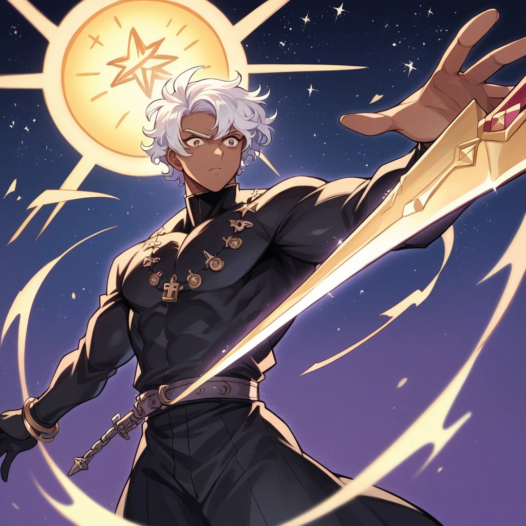 Physical characteristics: Hair: Long, shiny black, reaching to the middle of the back. I often let my hair spread out. Eyes: Deep purple, sparkling like stars on a dark night. Skin: Pale white but with a mysterious glow. Height: 170 centimeters Attire: Wears dark black robes decorated with ancient magic symbols. and wore black leather gloves weapon: Shadowblade: A long sword that glows with black light that can drain life from enemies and increase Miranda's power