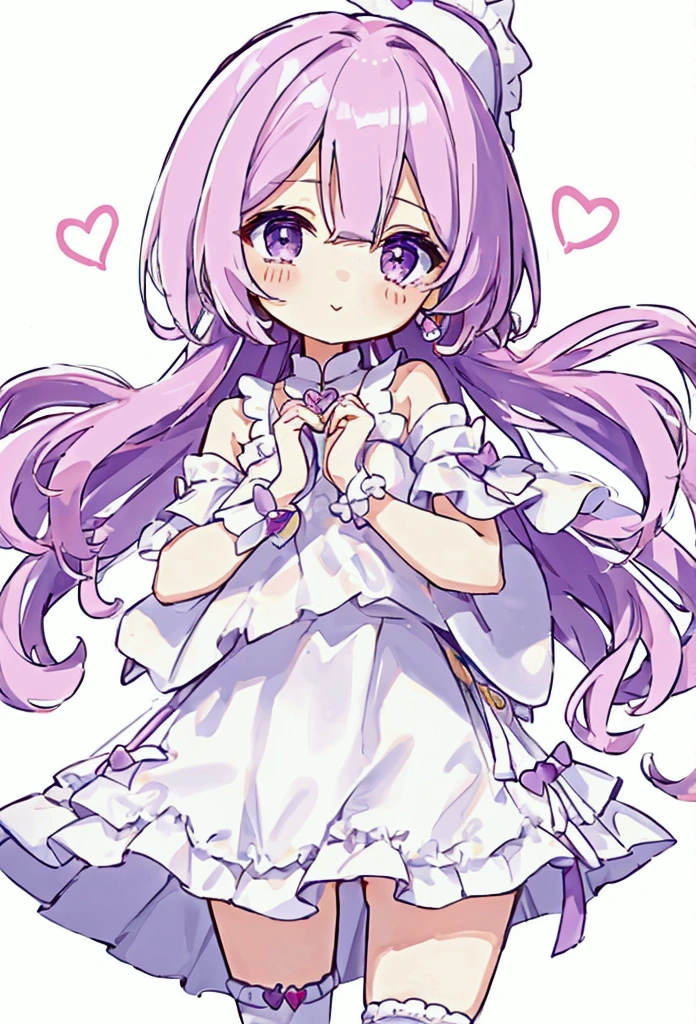 Cute style chibi girl, heart, soft, colorful, delicate, Expressive, texture, sharp, White and Purple